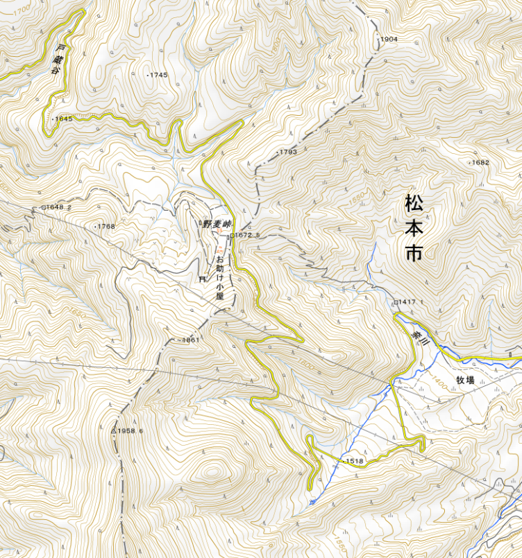 地図／野麦街道と峠